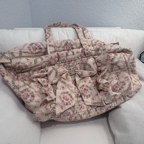 LoveShackFancy Shelby weekender rose hemp bag NWT - Picture 5 of 9